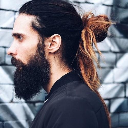 Mid Half Bun Long hairstyles for men