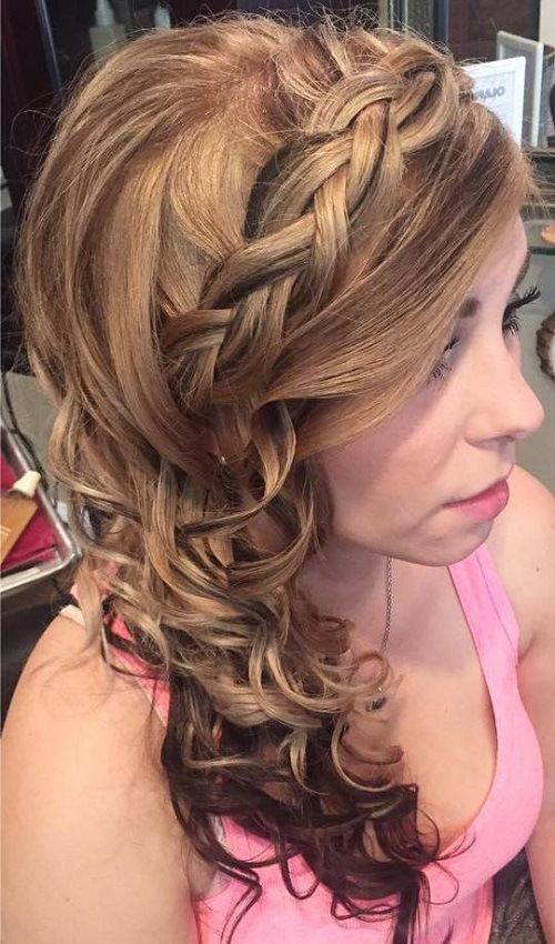17.) Cascading Curls Side Hairstyles for Prom Night