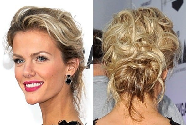 Messy Casual Updo-Updos for Curly Hair