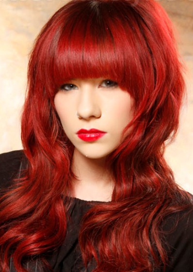 Bangs With Red Strands-Solutions for copper Hair Color