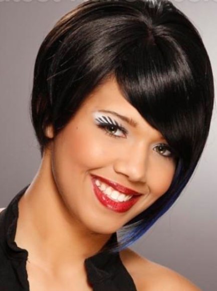 Black Asymmetrical Side-Part Hairstyle-Short Black Hairstyles