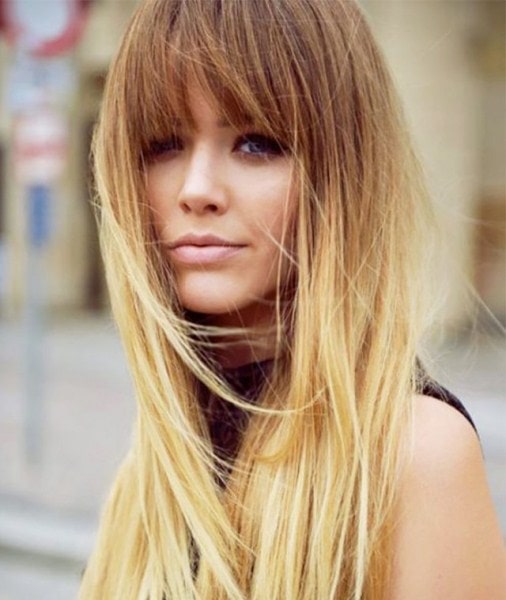 Blunt Bangs with Length Different Haircuts for Long Hair