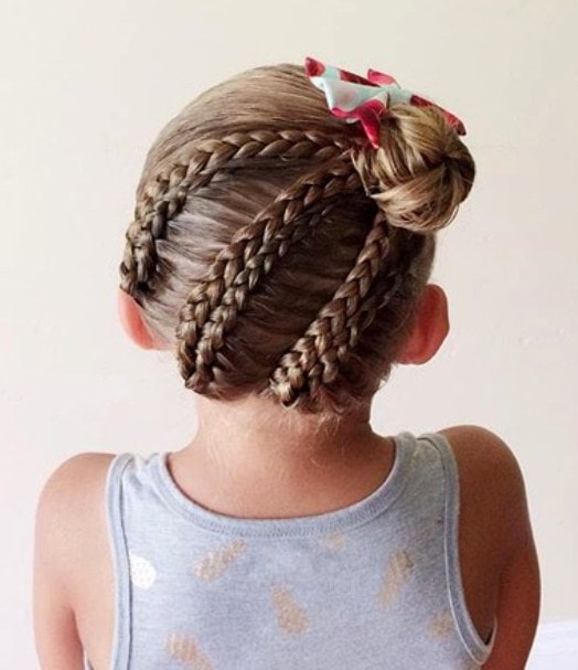 Braided Updo with Side Bun Hairstyles for Little Girls