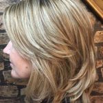 Brown and Blonde Feathers Medium layered haircut