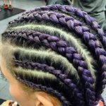 Chunky purple inside out cornrows simple braids for kids