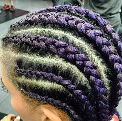 Chunky purple inside out cornrows simple cornrows braids for kids