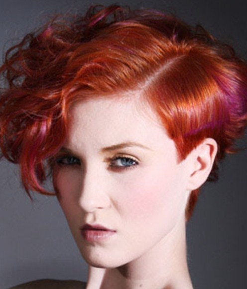 Classic Cut with a Red Twist-Short Haircuts for Curly Hair