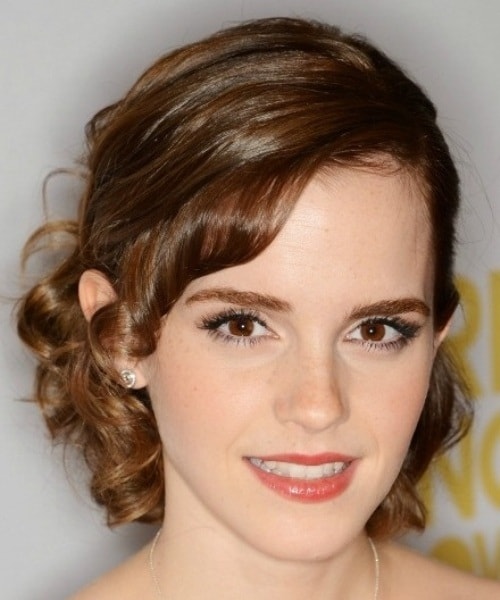 Cute Curled Side Fringe Hair Updos for Short Hair
