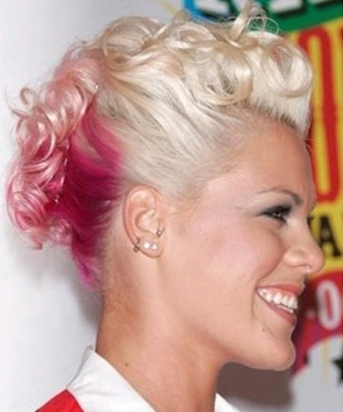 Fauxhawk with Pink Streaks Hair Updos for Short Hair