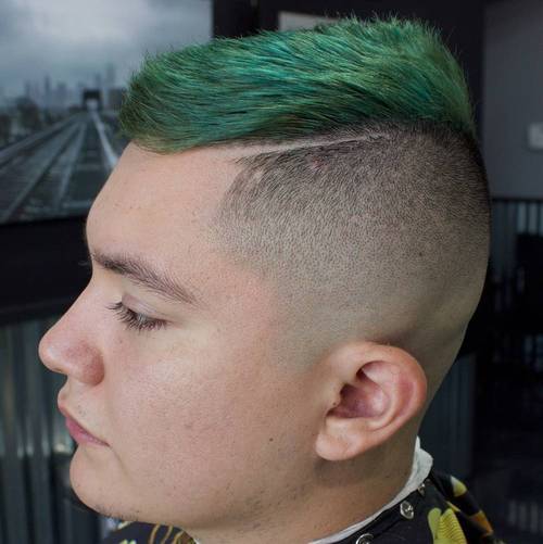 Funky Green High and Tight Haircuts