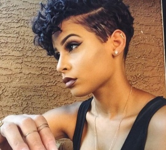 Graphic Pixie with Curly Top Natural Hairstyles