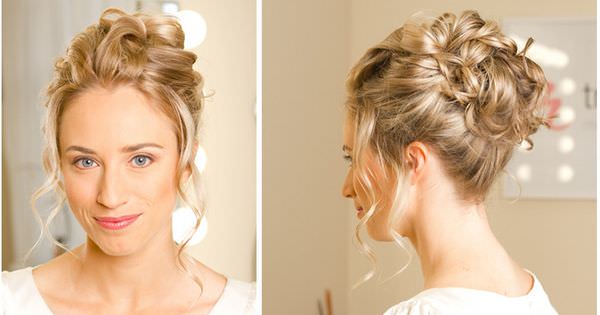 High Curled Bun with Wisps- Updos for Curly Hair
