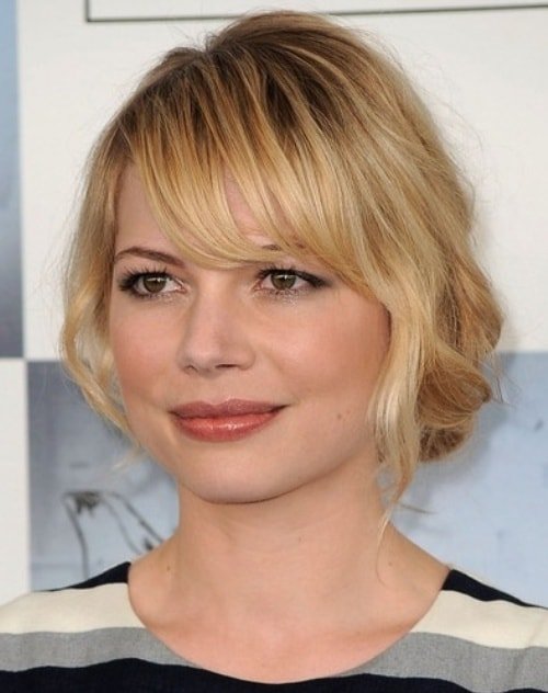 Long Bangs and Chic Updo Hairstyles for Fat Faces
