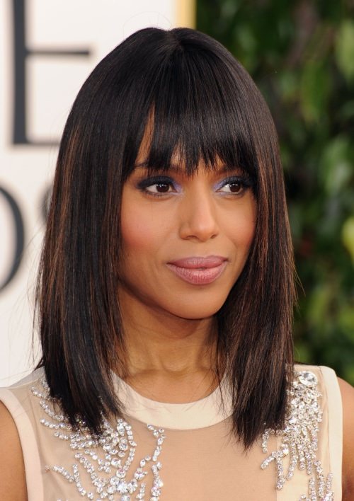 Long Bob with Bangs Hairstyles for Black Women