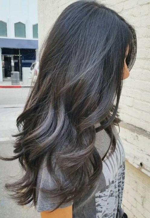 Loose Layers with Silver Highlights- Layered Hairstyles for Long Hair