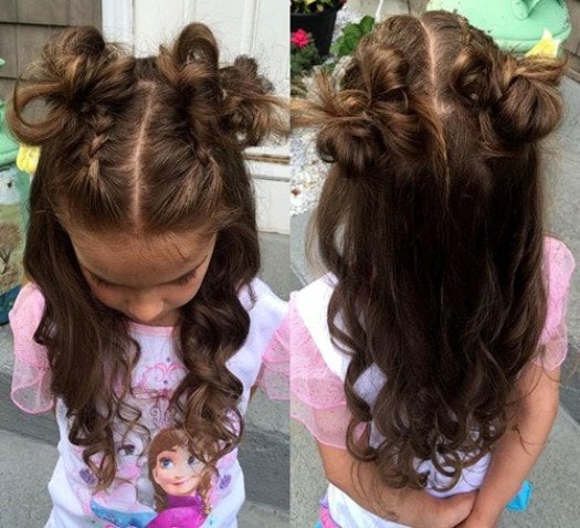 Messy Buns and Braids Hairstyles for Little Girls
