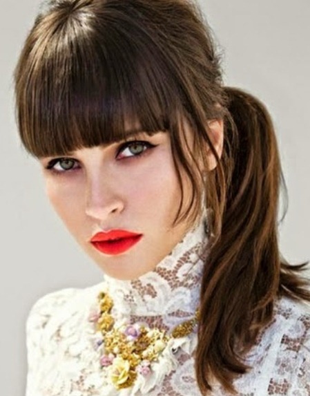 Ponytail with Bangs-Hairstyles for Medium Hair