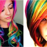 Rainbow Colored Curler Emo Hairstyle