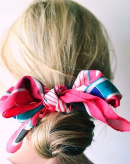 Scarf Wrapped Low Bun- Easy hairstyles to make at home