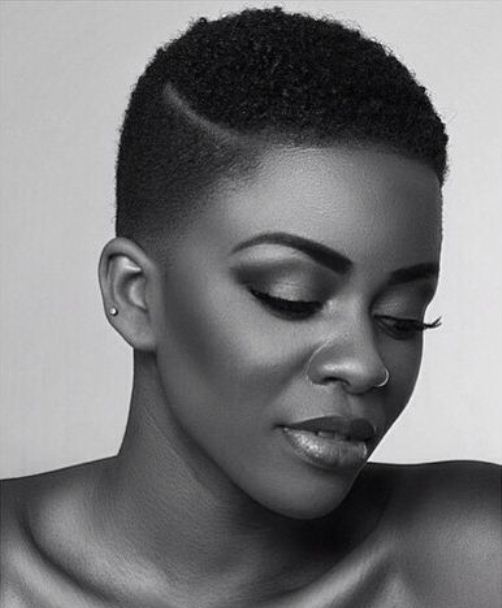 Short Afro with Shaved Side Natural Hairstyles