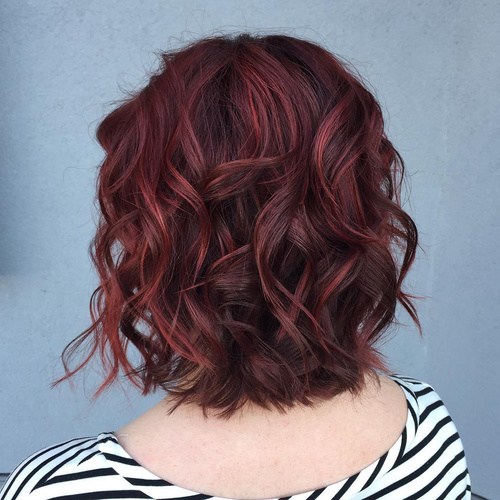 Short Maroon Waves Short Medium Long Haircuts