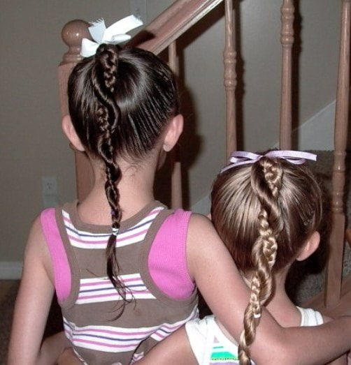 Sleek Braided and Twisted Ponies Hairstyles for Little Girls