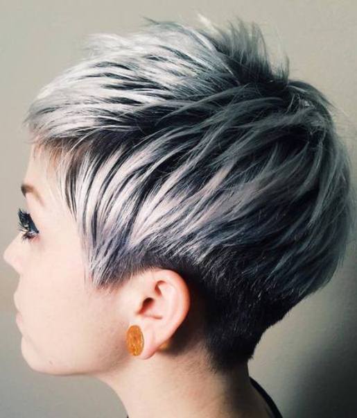 Sleek Silver Short Ombre Hair Ideas