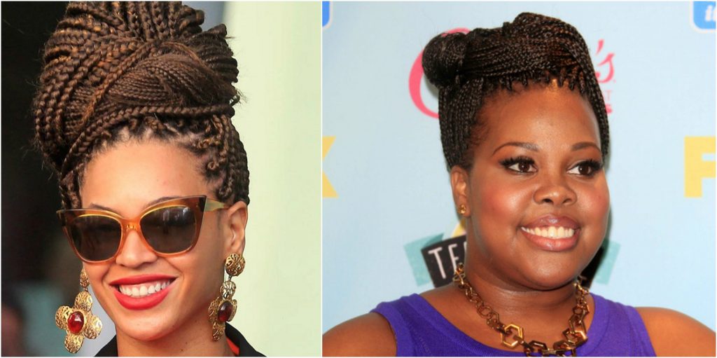 Sophisticated Bun with Box Braid-African-American Hairstyles