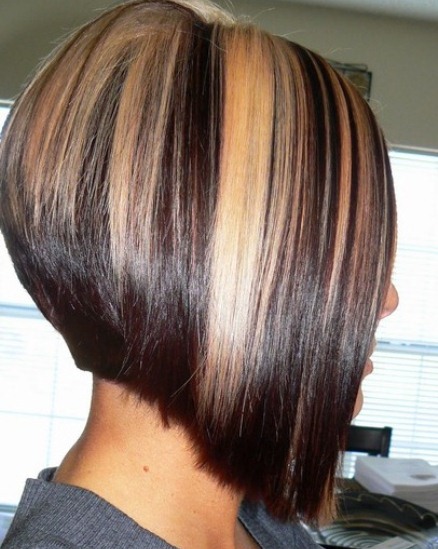 Stacked Bob with Highlights-Medium Layered haircuts for thick hair