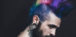 Top Classy Punk Hairstyles for Men Technicolor Mohawk rock punk hairstyles for men