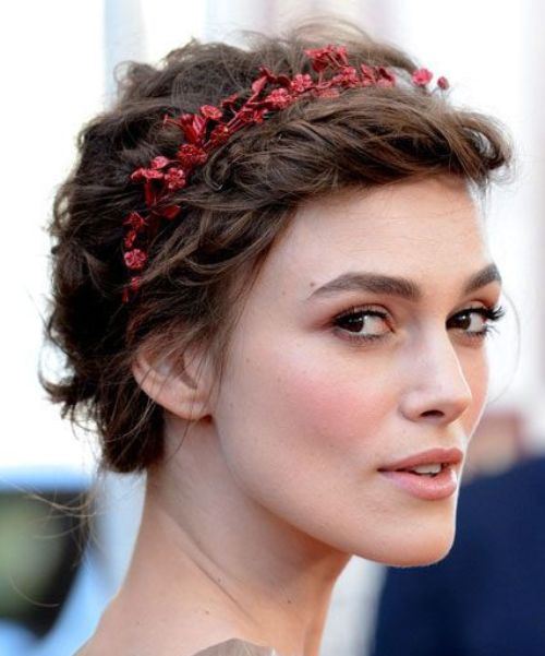 Tousled with Floral Headband Hair Updos for Short Hair