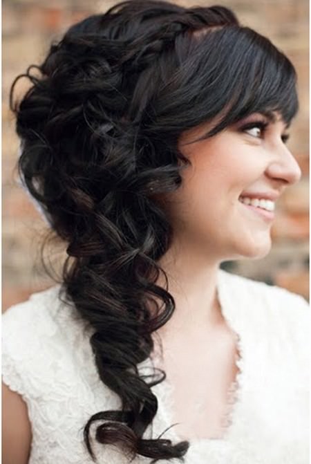 Updo for Curly Hair with a Side Braid - Updos for Curly Hair