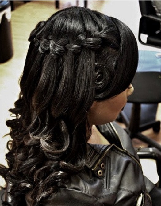 Waterfall with Bangs Black Wedding Hairstyles