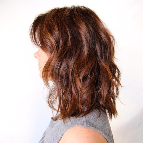 Wavy Auburn Lob Auburn Hair Color Ideas