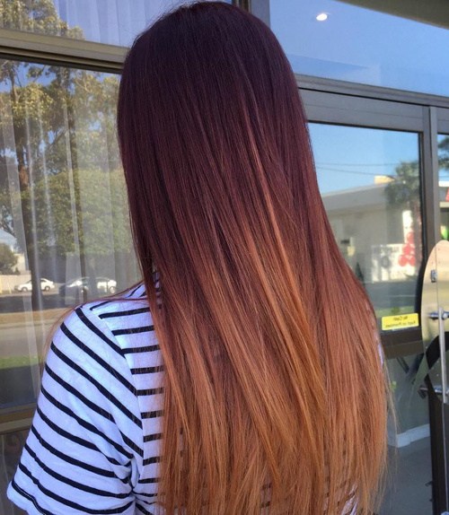 golden brown reverse ombre hair color ideas