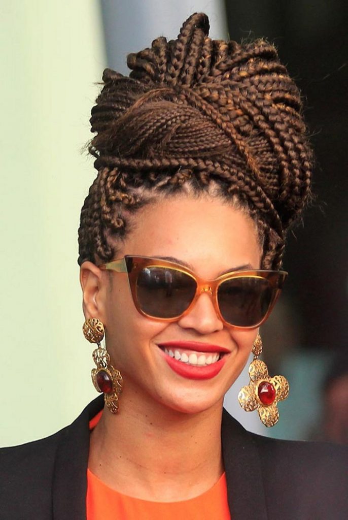 Big Box braids Bun Black braided updos