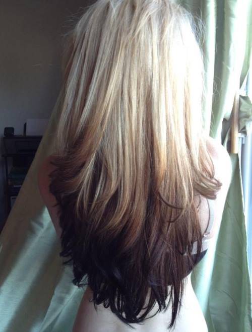 golden brown reverse ombre hair color