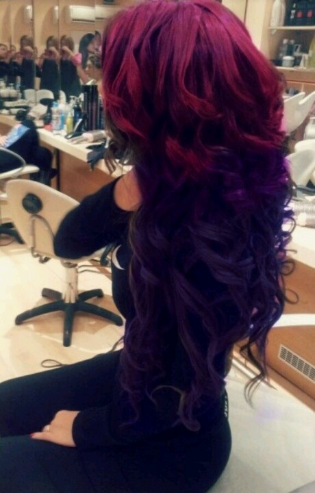 Maroon to purple reverse ombre hair color ideas