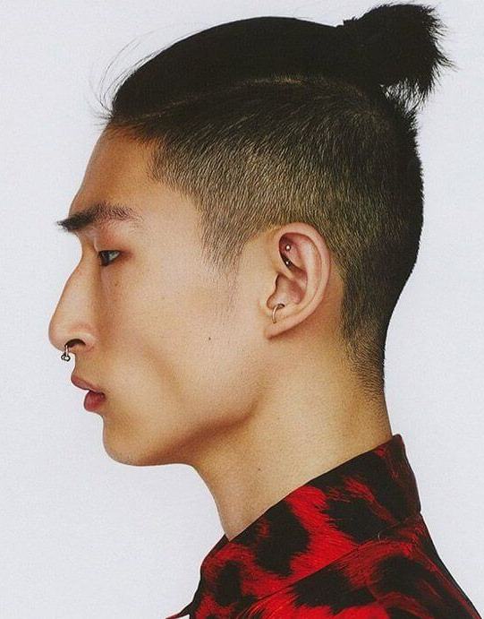 Samurai bun Taper fade cuts for men