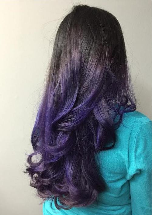 Purple solutions for black ombre hair