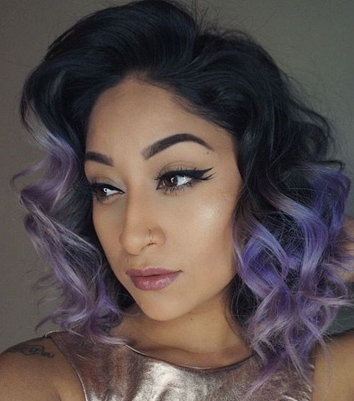 Pretty purple reverse ombre hair color ideas