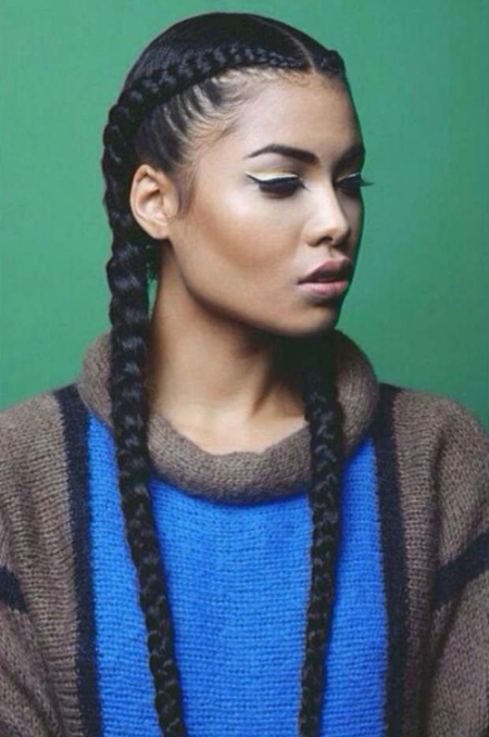 two sides french braids for black women