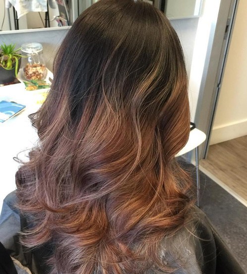 Rosy Brown reverse Ombre Hair Color ideas