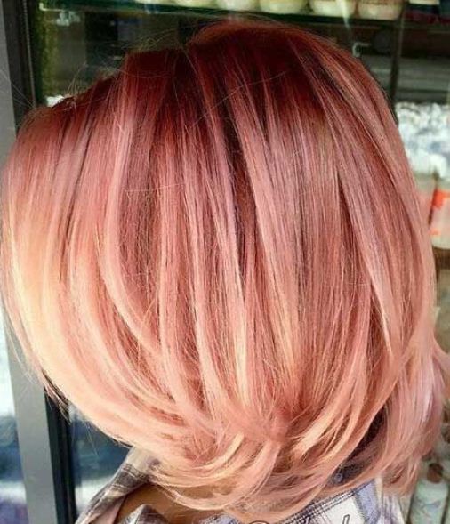 A Real Rose Gold-Highlights Short Hair