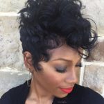 African American Curly Pixie with Bangs-Pixie Haircuts with Bangs