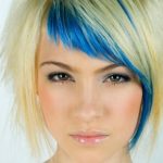 Asymmetric Haircut with Blue Streaks-Hairstyles for Girls