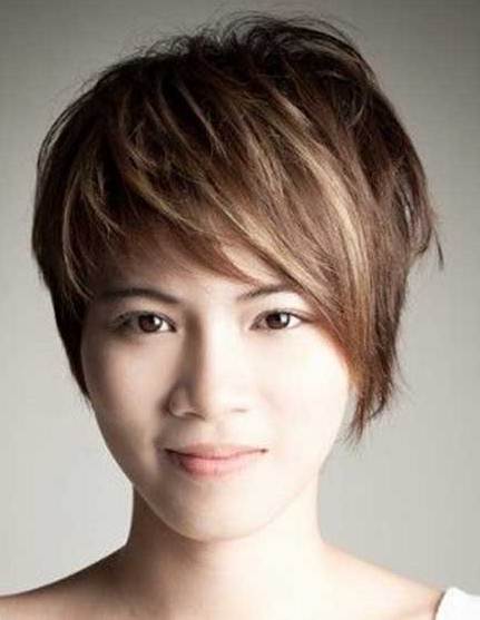 Asymmetrical Pixie with Highlights- Pixie haircuts for thick hair