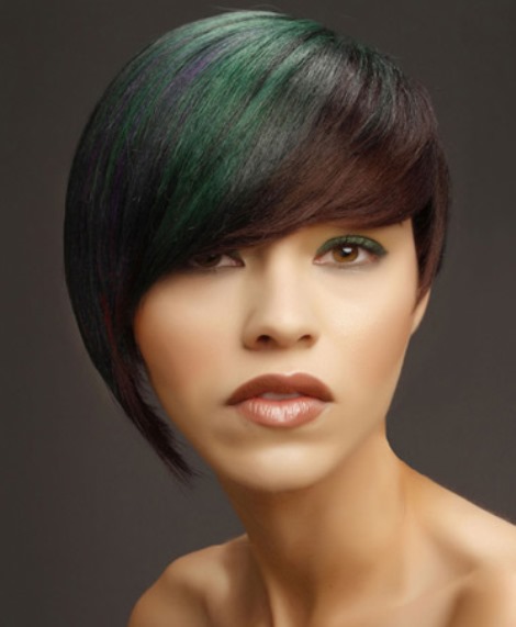 Asymmetrical and Dyed Short Hairstyle- Hairstyles for short hair
