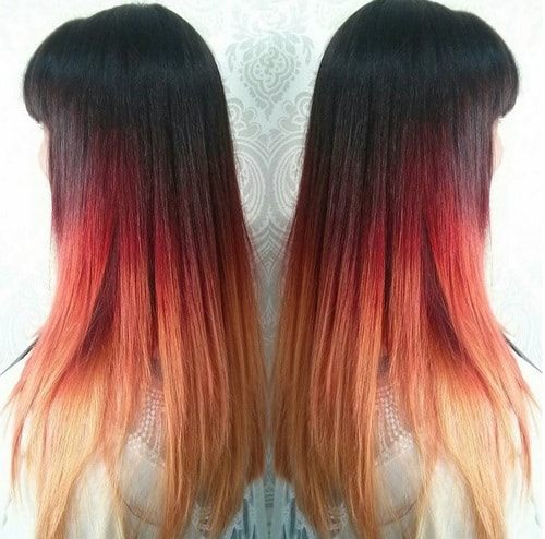 Black Red Ombre Ombre Straight Hair