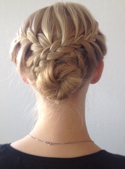 Blonde Twisted Updo- Hair Braiding Styles